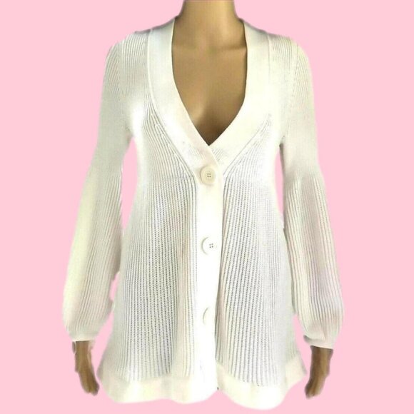 Escada Sweaters - Escada Ivory Babydoll Butterfly Sleeve Cardigan Sweater 36 XS S